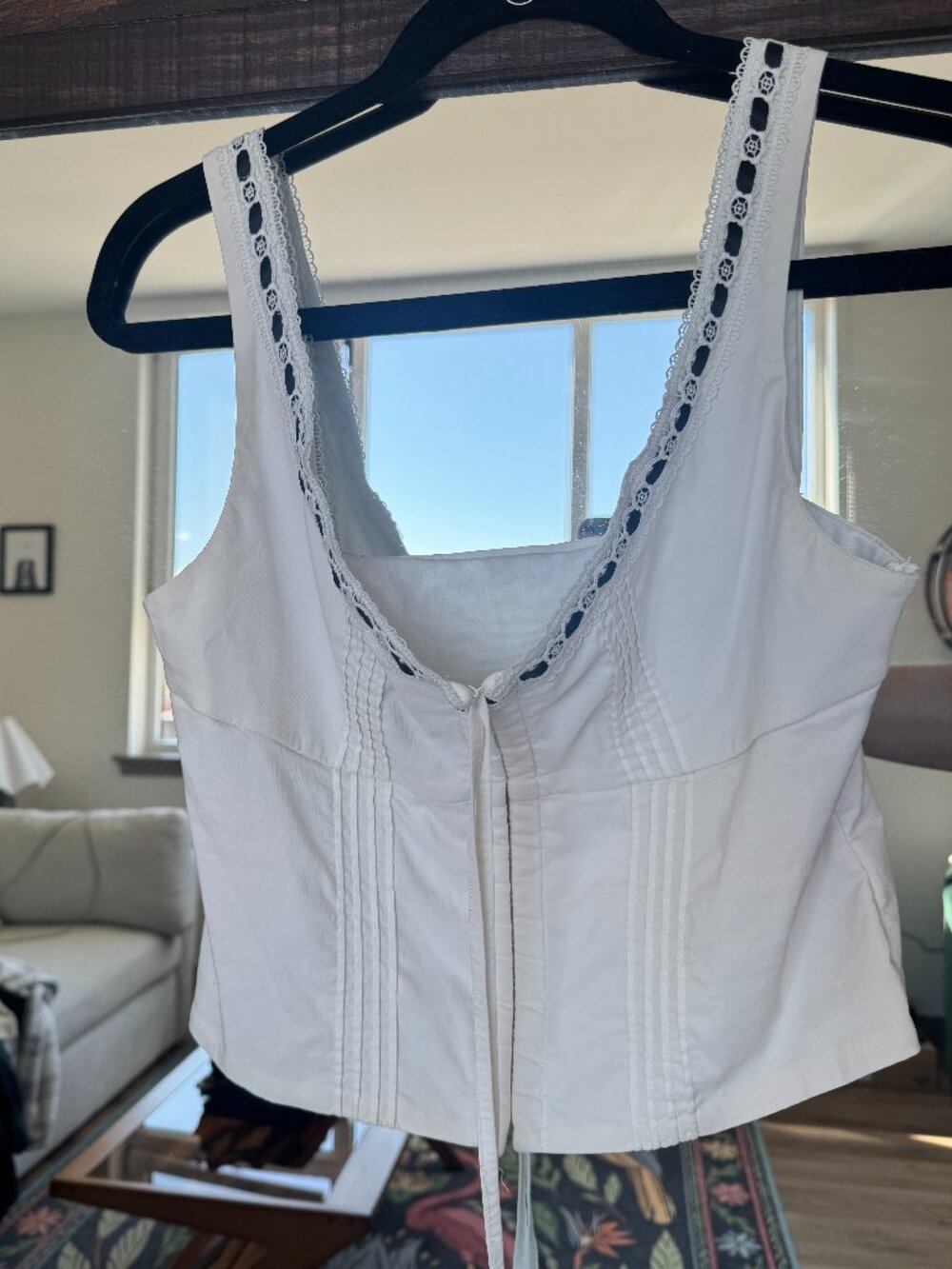 Cottage Core White Detailed Corset Style Top